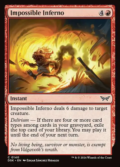 Magic The Gathering Duskmourn House of Horror Single Card Common Impossible  Inferno 140 - ToyWiz