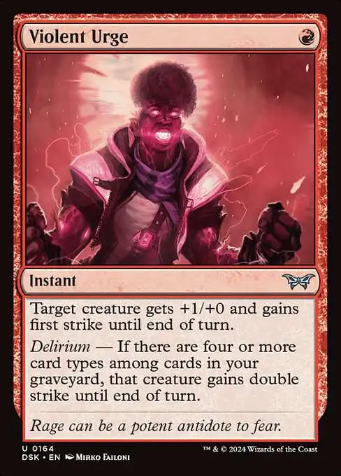 Magic The Gathering Duskmourn House of Horror Single Card Uncommon Violent  Urge 164 - ToyWiz