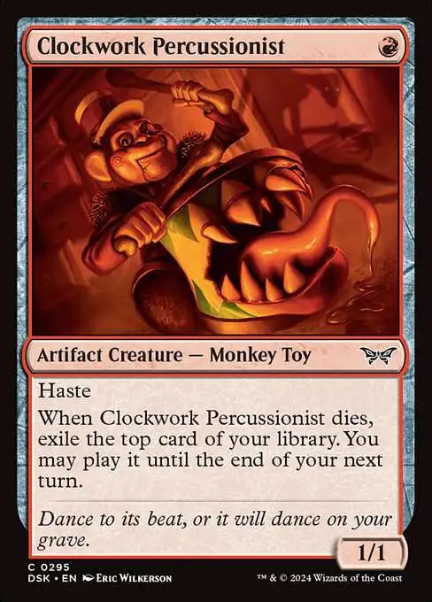 MtG Duskmourn: House of Horror Common Clockwork Percussionist #295 [Lurking Evil Art Variant]
