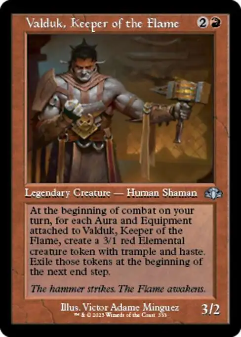 MtG Dominaria Remastered Uncommon Valduk, Keeper of the Flame #333 [Old-Frame]