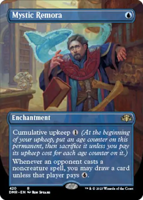 Magic The Gathering Dominaria Remastered Single Card Rare Mystic Remora 420  Alternate Art Borderless - ToyWiz