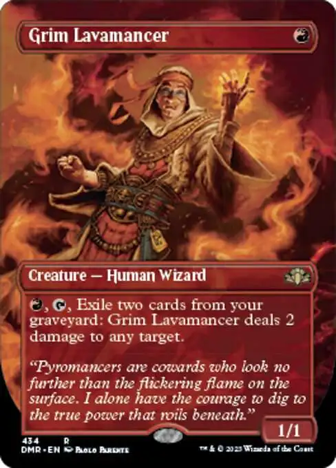 MtG Dominaria Remastered Rare Grim Lavamancer #434 [Alternate Art Borderless]