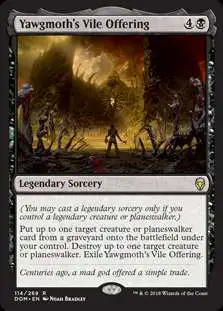 MtG Prerelease & Release Rare Yawgmoth's Vile Offering #114 [Prerelease Foil, Date Stamped]