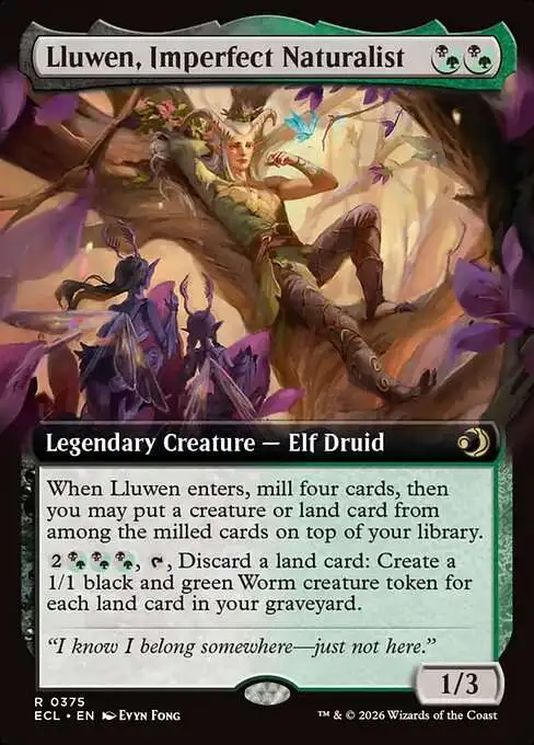 MtG Lorwyn Eclipsed Rare Lluwen, Imperfect Naturalist #375 [Extended Art]