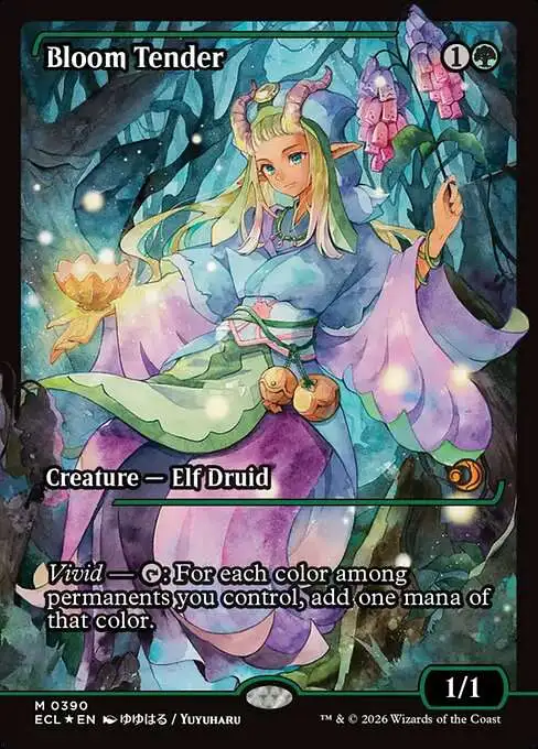 Magic The Gathering Lorwyn Eclipsed Single Card Mythic Rare Bloom Tender 390 Showcase FOIL - ToyWiz Magic The Gathering Lorwyn Eclipsed Single Card Mythic Rare Bloom Tender 390 Showcase FOIL - ToyWiz
