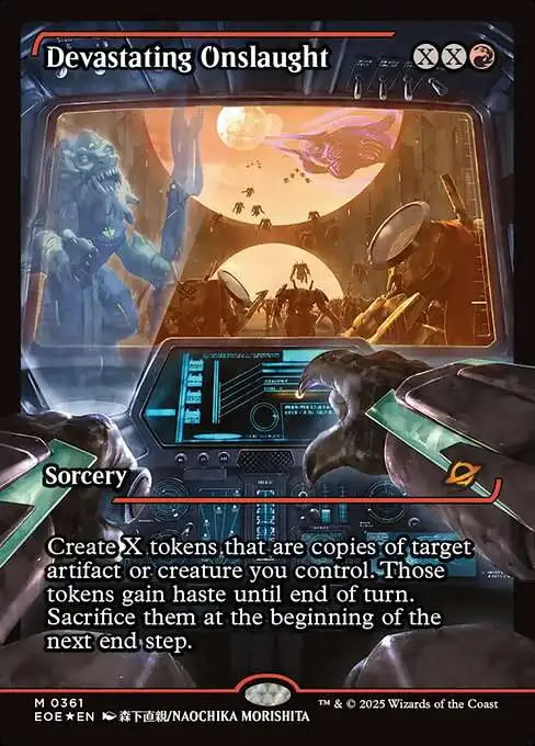 Magic The Gathering Edge of Eternities Single Card Mythic Rare Devastating Onslaught 361 Japan Showcase FOIL - ToyWiz Magic The Gathering Edge of Eternities Single Card Mythic Rare Devastating Onslaught 361 Japan Showcase FOIL - ToyWiz