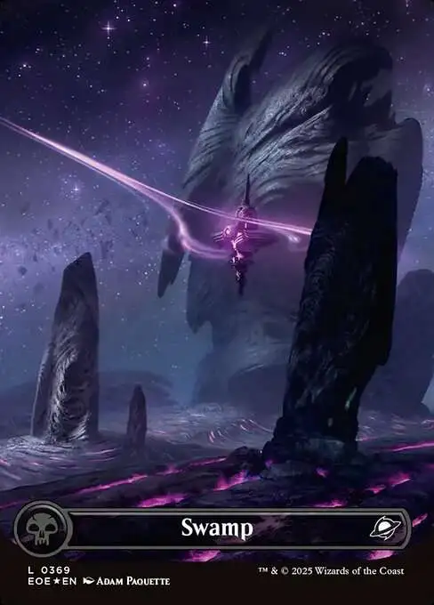 MtG Edge of Eternities Common Swamp #369 [Galaxy Foil Celestial Basic Land]