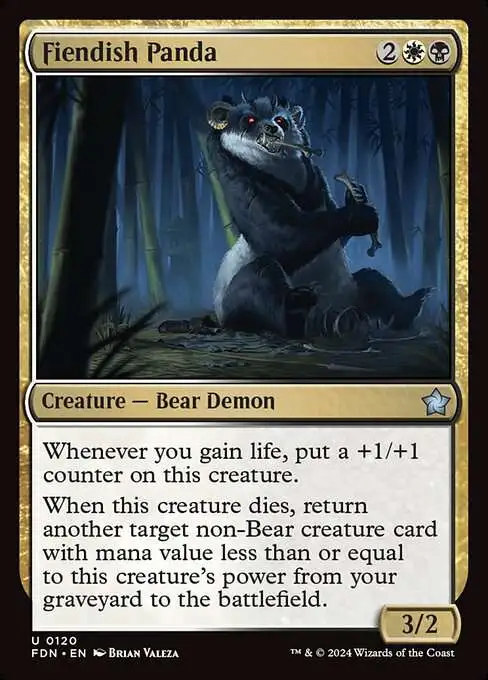 MtG Foundations Uncommon Fiendish Panda #120