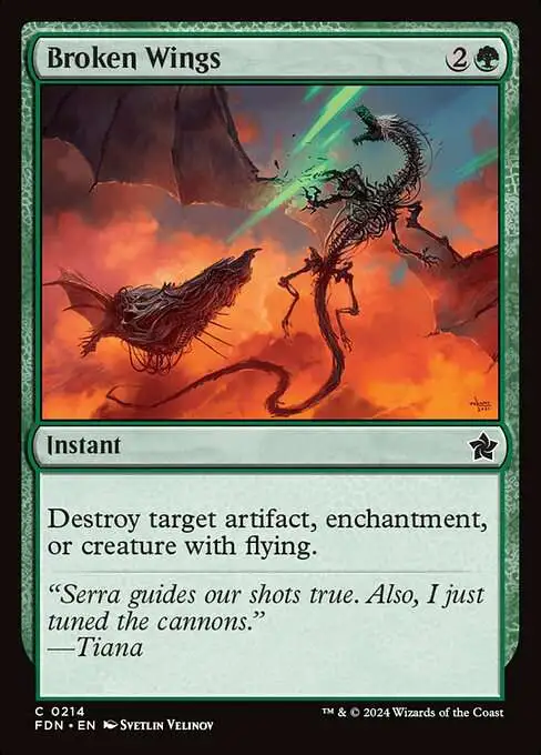 broken green cards mtg Magic The Gathering Foundations Single Card Common Broken Wings 214
