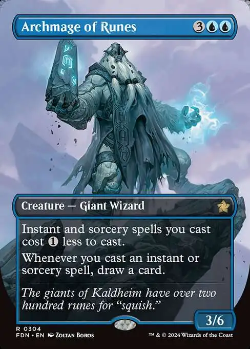 Magic The Gathering Foundations Single Card Rare Archmage of Runes 304  Borderless FOIL - ToyWiz