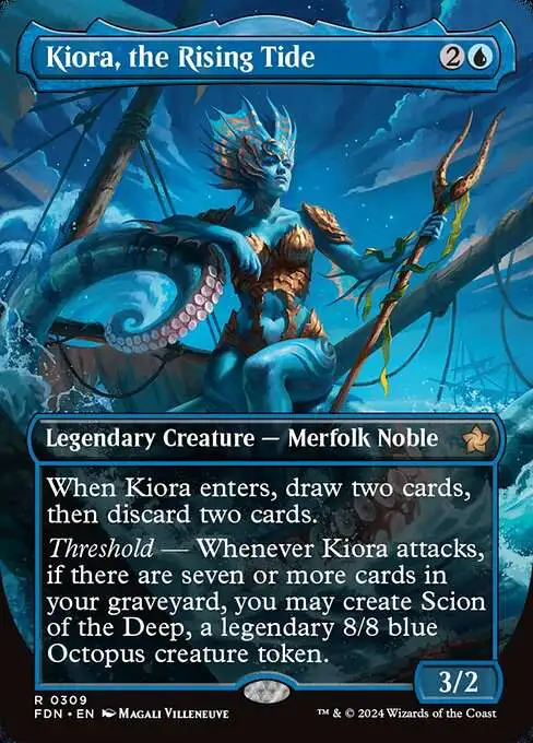 MtG Foundations Rare Kiora, the Rising Tide #309 [Borderless]
