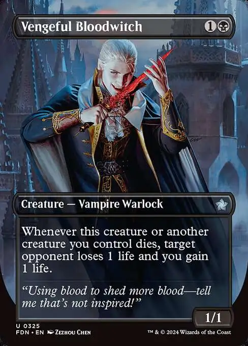 MtG Foundations Uncommon Vengeful Bloodwitch #325 [Borderless FOIL]