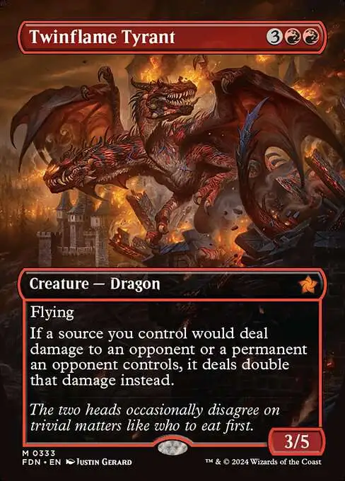 MtG Foundations Mythic Rare Twinflame Tyrant #333 [Borderless]