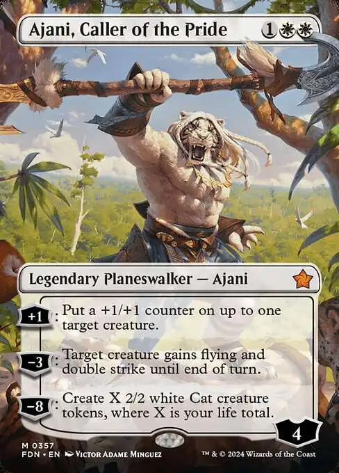 MtG Foundations Mythic Rare Ajani, Caller of the Pride #357 [Borderless]