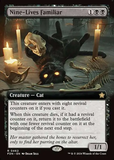 MtG Foundations Rare Nine-Lives Familiar #462 [Extended Art FOIL]