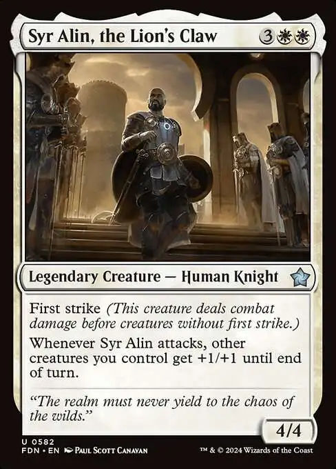 MtG Foundations Uncommon Syr Alin, the Lion's Claw #582 [Starter Collection]