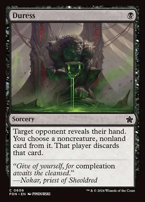 Magic The Gathering Foundations Single Card Common Duress 606 Starter Collection FOIL - ToyWiz Magic The Gathering Foundations Single Card Common Duress 606 Starter Collection FOIL - ToyWiz