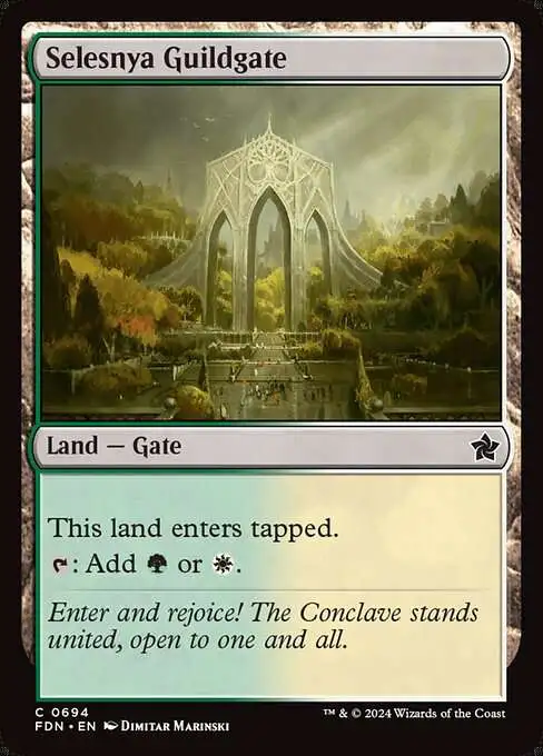 Magic The Gathering Foundations Single Card Common Selesnya Guildgate 694 Starter Collection FOIL - ToyWiz Magic The Gathering Foundations Single Card Common Selesnya Guildgate 694 Starter Collection FOIL - ToyWiz