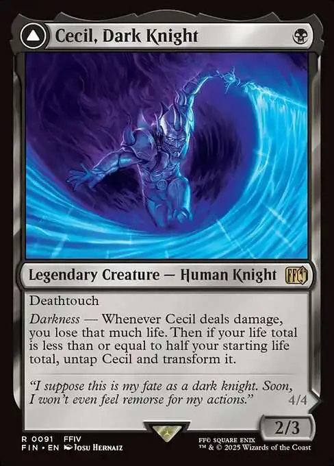 MtG Final Fantasy Rare Cecil, Dark Knight // Cecil, Redeemed Paladin #91