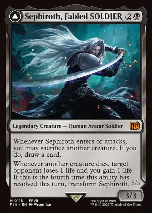 MtG Final Fantasy Mythic Rare Sephiroth, Fabled SOLDIER // Sephiroth, One-Winged Angel #115