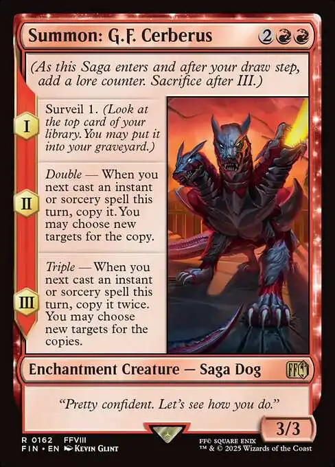 MtG Final Fantasy Rare FOIL Summon: G.F. Cerberus #162
