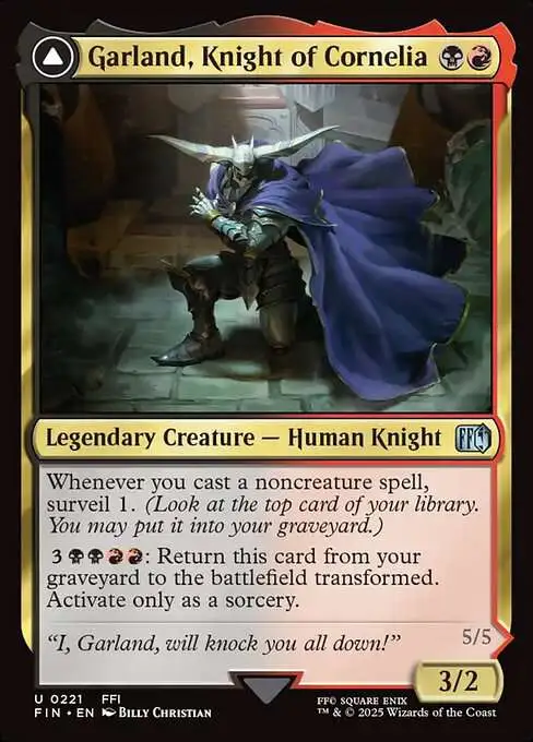 Magic The Gathering Final Fantasy Single Card Uncommon Garland, Knight of Cornelia Chaos, the Endless 221 - ToyWiz Magic The Gathering Final Fantasy Single Card Uncommon Garland, Knight of Cornelia Chaos, the Endless 221 - ToyWiz