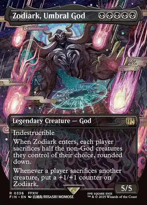 Magic The Gathering Final Fantasy Single Card Rare Zodiark, Umbral God 336 Borderless Alternate Art FOIL - ToyWiz Magic The Gathering Final Fantasy Single Card Rare Zodiark, Umbral God 336 Borderless Alternate Art FOIL - ToyWiz