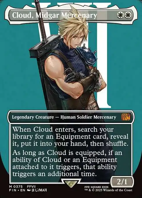 MtG Final Fantasy Mythic Rare Cloud, Midgar Mercenary #375 [Borderless Alternate Art]