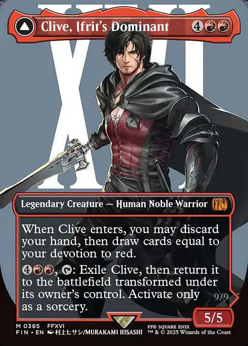 Magic The Gathering Final Fantasy Single Card Mythic Rare Clive, Ifrits  Dominant Ifrit, Warden of Inferno 385 Borderless Alternate Art FOIL - ToyWiz
