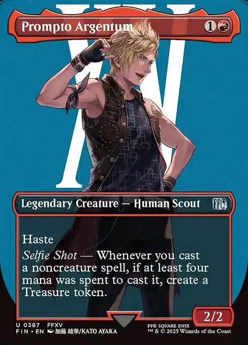 Magic The Gathering Final Fantasy Single Card Uncommon Prompto Argentum 387  Borderless Alternate Art FOIL - ToyWiz