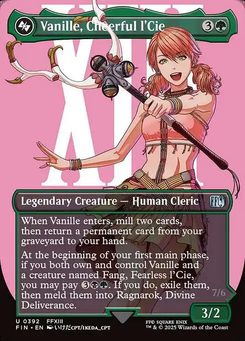 Magic The Gathering Final Fantasy Single Card Uncommon Vanille, Cheerful lCie 392 Borderless Alternate Art FOIL - ToyWiz Magic The Gathering Final Fantasy Single Card Uncommon Vanille, Cheerful lCie 392 Borderless Alternate Art FOIL - ToyWiz