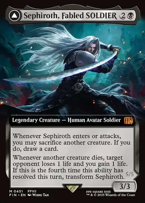 MtG Final Fantasy Mythic Rare Sephiroth, Fabled SOLDIER // Sephiroth, One-Winged Angel #451 [Extended Art]