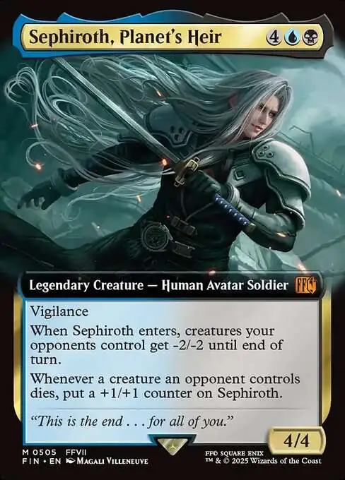 MtG Final Fantasy Mythic Rare Sephiroth, Planet's Heir #505 [Extended Art]