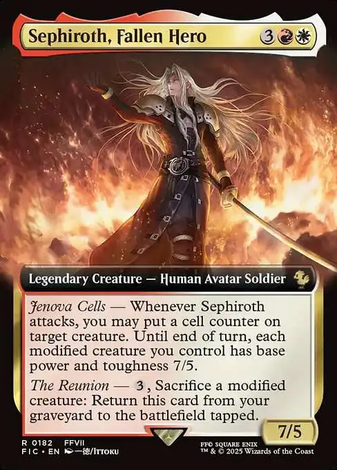 MtG Final Fantasy Commander Rare Sephiroth, Fallen Hero #182 [Extended Art]