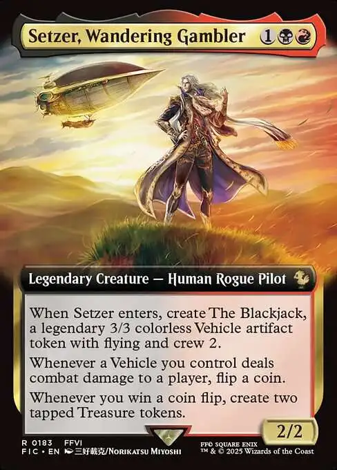 MtG Final Fantasy Commander Rare Setzer, Wandering Gambler #183 [Extended Art FOIL]