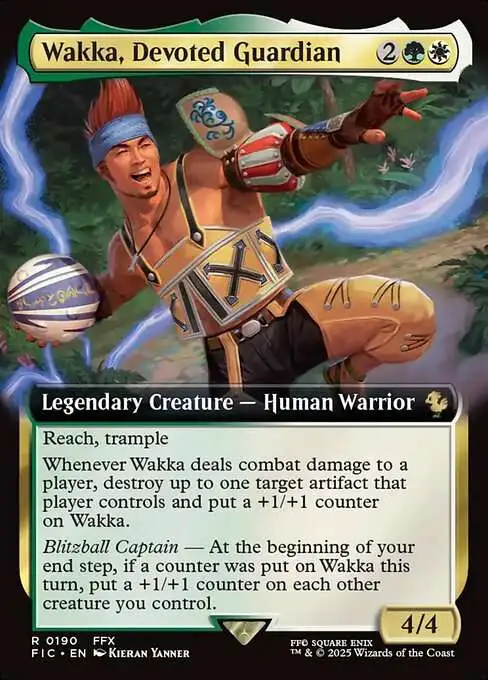 MtG Final Fantasy Commander Rare Wakka, Devoted Guardian #190 [Extended Art]