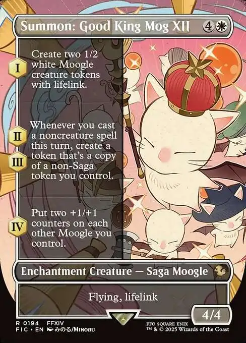 Magic The Gathering Final Fantasy Commander Single Card Rare Summon Good King Mog XII 194 Borderless Saga FOIL - ToyWiz Magic The Gathering Final Fantasy Commander Single Card Rare Summon Good King Mog XII 194 Borderless Saga FOIL - ToyWiz