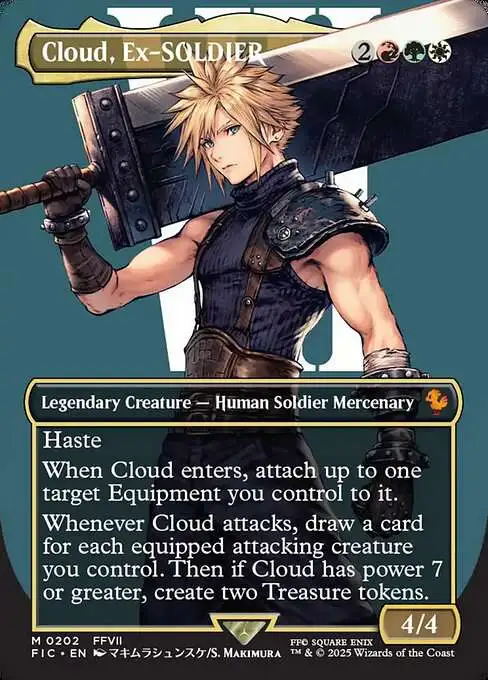 MtG Final Fantasy Commander Mythic Rare Cloud, Ex-SOLDIER #202 [Borderless]