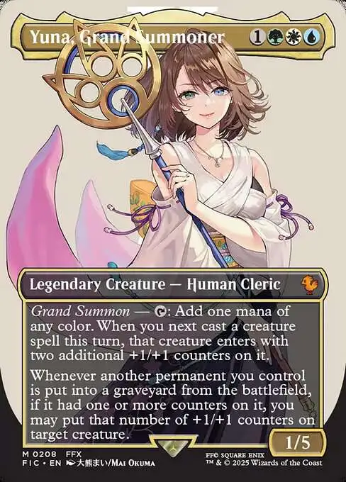 MtG Final Fantasy Commander Mythic Rare Yuna, Grand Summoner #208 [Borderless]