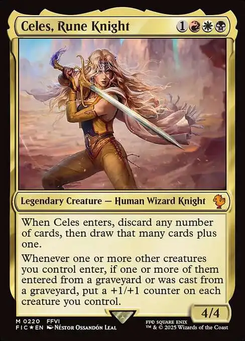 MtG Final Fantasy Commander Mythic Rare Celes, Rune Knight #220 [Surge Foil]