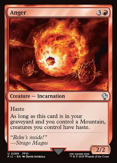 Magic The Gathering Final Fantasy Commander Single Card Uncommon Anger 289  - ToyWiz