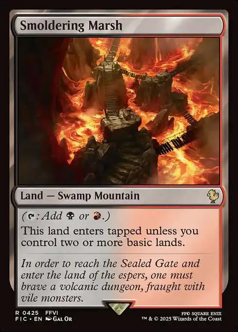 Magic The Gathering Final Fantasy Commander Single Card Rare Smoldering Marsh 425 - ToyWiz Magic The Gathering Final Fantasy Commander Single Card Rare Smoldering Marsh 425 - ToyWiz