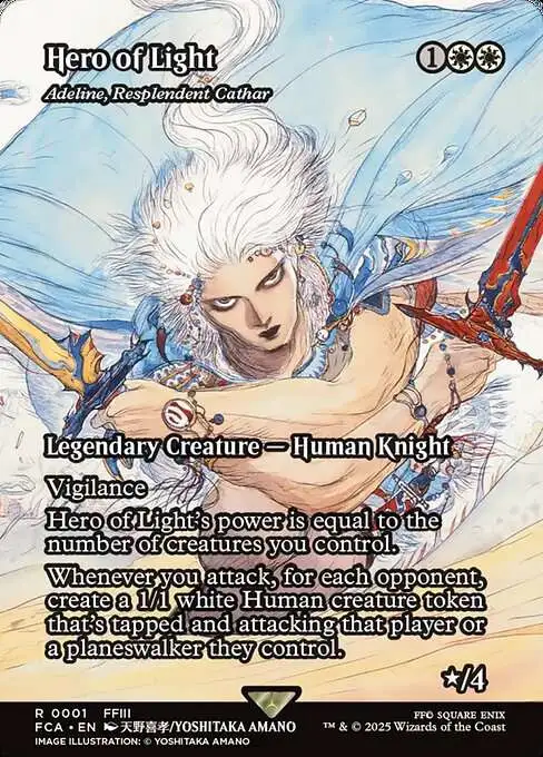 Magic The Gathering Final Fantasy Through the Ages Single Card Rare Hero of Light - Adeline, Resplendent Cathar 1 Showcase FOIL - ToyWiz Magic The Gathering Final Fantasy Through the Ages Single Card Rare Hero of Light - Adeline, Resplendent Cathar 1 Showcase FOIL - ToyWiz