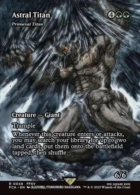 Magic The Gathering Final Fantasy Through the Ages Single Card Rare Astral Tiran - Primeval Titan 48 Showcase FOIL - ToyWiz Magic The Gathering Final Fantasy Through the Ages Single Card Rare Astral Tiran - Primeval Titan 48 Showcase FOIL - ToyWiz