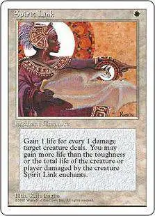 Magic The Gathering 4th Edition Single Card Uncommon Spirit Link - ToyWiz Magic The Gathering 4th Edition Single Card Uncommon Spirit Link - ToyWiz