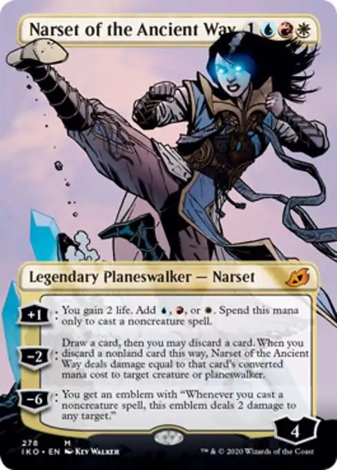 Magic The Gathering Ikoria Lair of Behemoths Single Card Mythic Rare Narset  of the Ancient Way 278 Borderless Planeswalker - ToyWiz