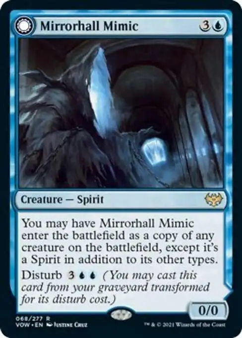 MtG Trading Card Game Innistrad: Crimson Vow Rare Foil Mirrorhall Mimic // Ghastly Mimicry #68