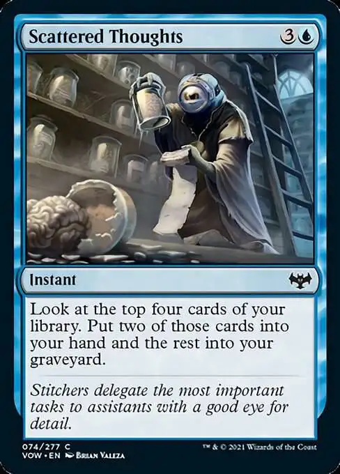 mtg crimson vow top cards Magic The Gathering Trading Card Game Innistrad Single Card Common Scattered Thoughts 74 Whenever a creature deals combat damage to enchanted player mtg best crimson vow cards