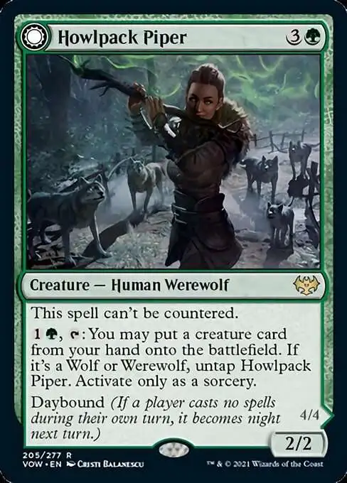 MtG Trading Card Game Innistrad: Crimson Vow Rare Foil Howlpack Piper // Wildsong Howler #205