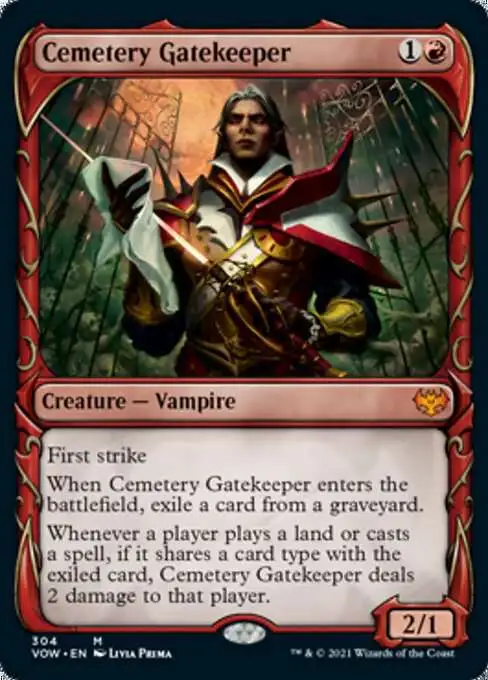 MtG Trading Card Game Innistrad: Crimson Vow Mythic Rare Cemetery Gatekeeper #304 [Showcase FOIL]